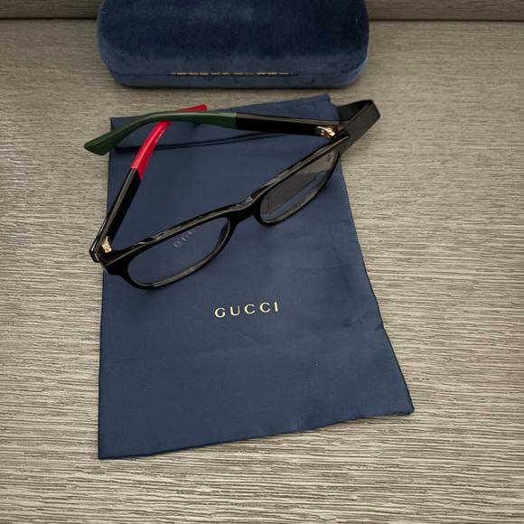 Gucci Black Eyeglasses with Red and Green Accents - Picture 1 of 5